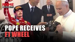 Chairman of FERRARI gifts POPE Leo LECLERC&acute;S F1 wheel