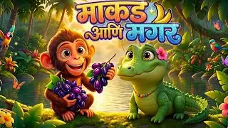 माकड आणि मगर | Marathi Kids Story | Monkey and Crocodile Story in Marathi | मराठी गोष्ट