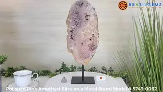 Model # 5743-0062 Polished Pink Amethyst Slice on a Stand by BrazilGems.com 🏷 FOR SALE🛍🛒Shop Now 