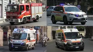 Vigili del Fuoco, Ambulanza e Polizia a Roma / Emergency Vehicles responding in Rome (Italy)!