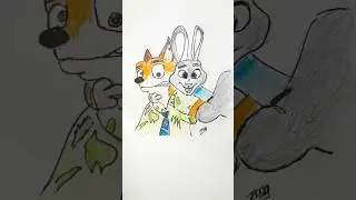 How to Draw Nick Wilde & Judy Hopps &ndash; Zootopia Art shorts Timelapse! #shorts