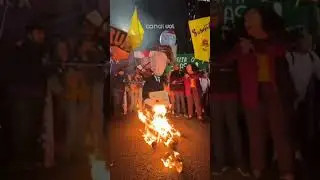 Manifestantes queimam boneco de Trump em ato contra tarifa&ccedil;o na Paulista; veja v&iacute;deo