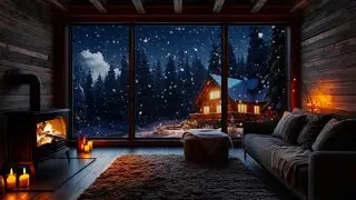 Cozy Winter Living Room | Fireplace WarmthSounds & Snowfall