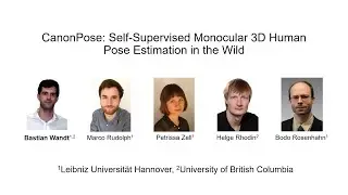 CanonPose: Self-Supervised Monocular 3D Human Pose Estimation in the Wild (CVPR 2021)