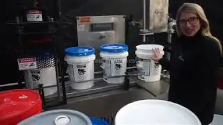 Ambrose, semi-automatic, 5 gallon pail filler and lidder.