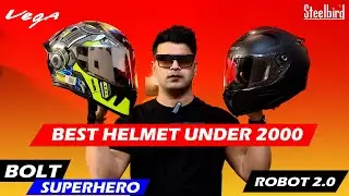 Vega Bolt SuperHero vs Steelbird Robot 2 0🤔 Best Helmet Under 2000? Budget Helmet for Ride & Travel😍