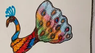 How to draw peacock 🦚 easily from Assamese number 9#easylearning #drawing #tlm