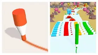 Crayon Rush 3D Gameplay  - Android Ios Gameplay, Mobilie Gameplay Walkthrough (Levels 34-37)