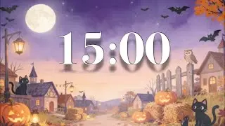 15 Minute Halloween Focus Timer 🎃 Cozy Fall Village Ambience | Spooky Countdown & Magical Music