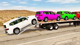 Flatbed Truck Mcqueen | Transportation with Truck - Pothole vs Car #29 - BeamNG.Drive