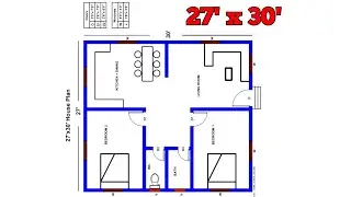 27x30 House Plan 2bhk || 27x30 Gharka Naksha || 810 Sqft House Plan || Home Design Decore