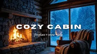 cozy winter jazz 🪵 fireplace & snow ambience (project 04: winter cabin)