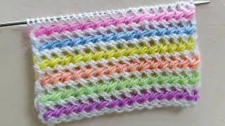 बेहद आसान मल्टीकलर बुनाई, Very Easy Multicoloured Knit Pattern For All Projects