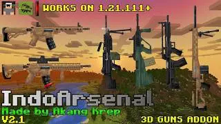 IndoArsenal V2.1 Latest Update! | FIXED 3D Gun Addons for Minecraft Bedrock/PE 1.21.111+