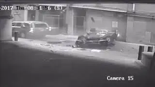 Car girl crash accidental luck blind driving behind the wheel spilling trash out of the truck