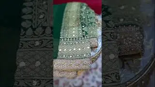 Bottle-green Banarasi weaving on pure Georgette Chiffon