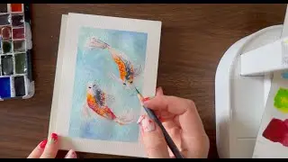 Koi fish painting 🌊🎨 watercolour and gansai tambi // real time ART
