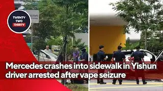 Mercedes crashes into sidewalk in Yishun 2 elderly injured driver arrested after vape seizure