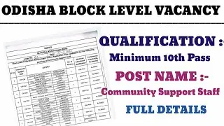 Community Support Staff Vacancy 2023 / 10th Pass Job Odisha/ Odisha Jobs requirement#odishagovtjobs