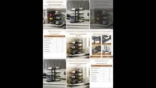 HomeEssentials Kitchen Counter Pan Rack Organizer - 7 Tier Adjustable Pot Holder/Shelf Drawer Sta...