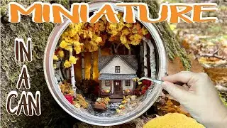 Miniature Autumn Cottage Diorama in a Can