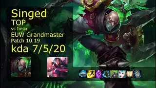 Singed Top vs Irelia - EUW Grandmaster 7/5/20 Patch 10.19 Gameplay