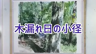 【透明水彩で描く】木漏れ日の小径　2024年6月12日