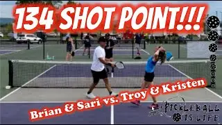 134 Shot Pickleball Point - Brian & Sari vs. Troy & Kristen