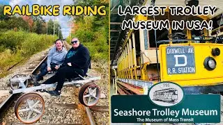 REVOLUTION RAIL CO. RAILBIKE RIDING IN KENNEBUNKPORT, ME @ THE SEASHORE TROLLEY MUSEUM LARGEST IN US