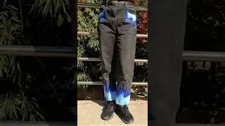 From plain black to blue flames 🔥🔵 #painting #jeans #art