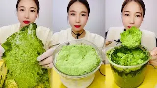 ASMR QIANS ICE WITH MATCHA/ICE EATING 
