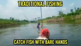 catch fish in the river with your bare hands