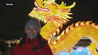 Chinese lantern exhibition with horses, dragons, panda installations in St Petersburg