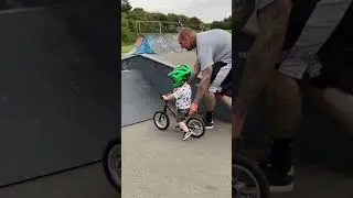 Learning the BMX spine ramp on a balance bike? Time flies 🥹