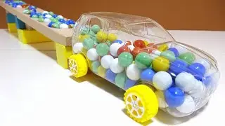 Satisfying Video Asmr Marble Run Race ☆ HABA Slope & Retro Makita Truck, Garbage Truck,Ambulance