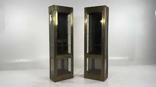 Mastercraft Mid Century Brass Vitrine Display Cabinets - Pair