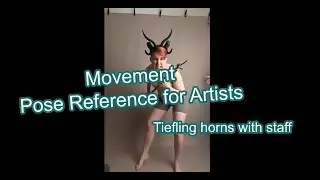 AdorkaStock Movement Pose Reference for Artists - Tiefling horns with staff
