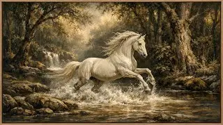 Spirit of Freedom: White Horse in the Relic Forest | 8 Hours of Relaxation 4K TV Art