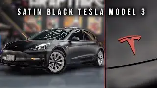 Tesla Model 3 Wrapped in Satin Black I Wraptors I 4k