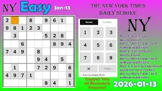The New York Times Daily #Sudoku 2026-01-13 Easy