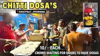 Amazing Hyderabad Street Food | 10/- each mini dosa | Andhra Style Pullatlu | Crowd going crazy