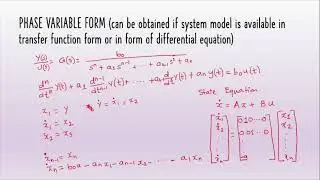 State Space Representation in Phase Variable Form Lec2