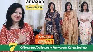 Top 7 Amazon Kurta Sets Under ₹699 | Stylish Office Wear, Daily wear & Party  wear | Try-On Haul