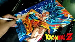 Realistic Goku super saiyan blue drawing / anime art / draw ruhan