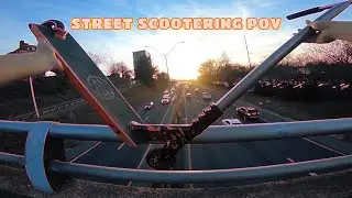 Cruising On Scooter Downtown POV