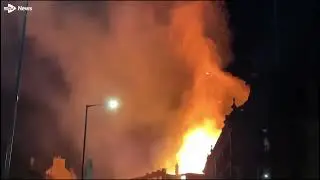 Fire crews battling huge blaze at former furniture shop in city centre