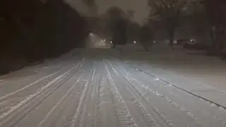 Snow covered roads in Dyersburg, Tennessee