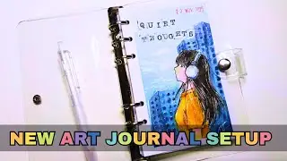 DIY A6 Binder Setup + First Page Art Journal, Watercolor Cover Painting 🎨🖌️