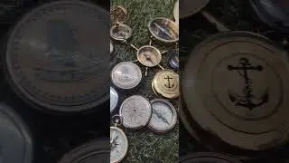 ANTIQUE BRASS COMPASS MAGNETIC POCKET COMPASS