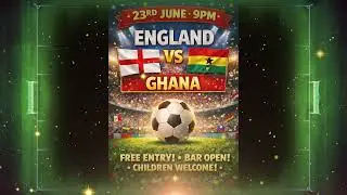 England Vs Ghana at the Axminster Guildhall 23rd June 2026